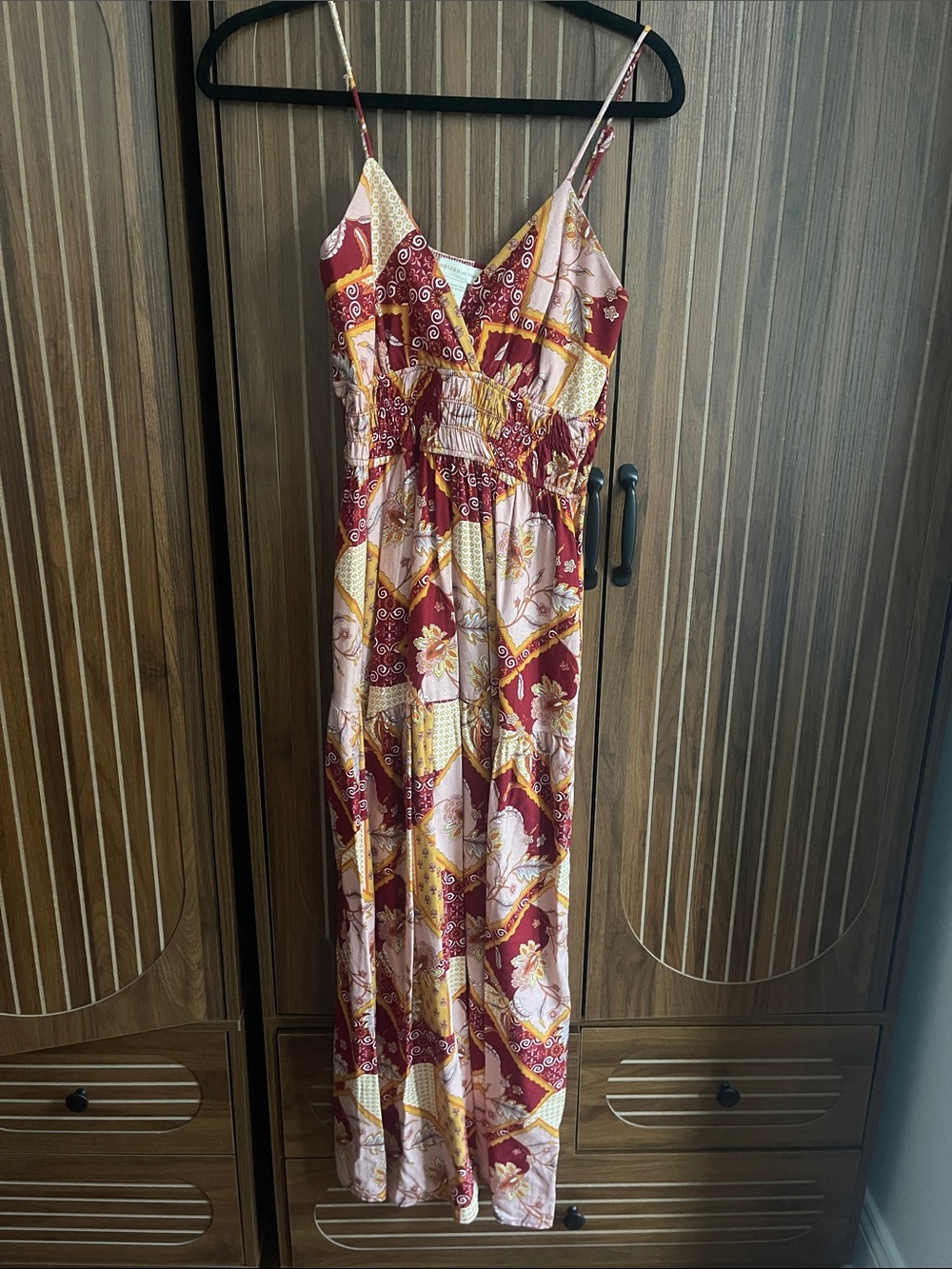 Pink Floral Linen Maxi Dress